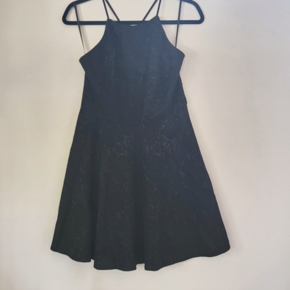 Trac halter top Lace Navy blur Sleeveless Skater Dress 1 XL